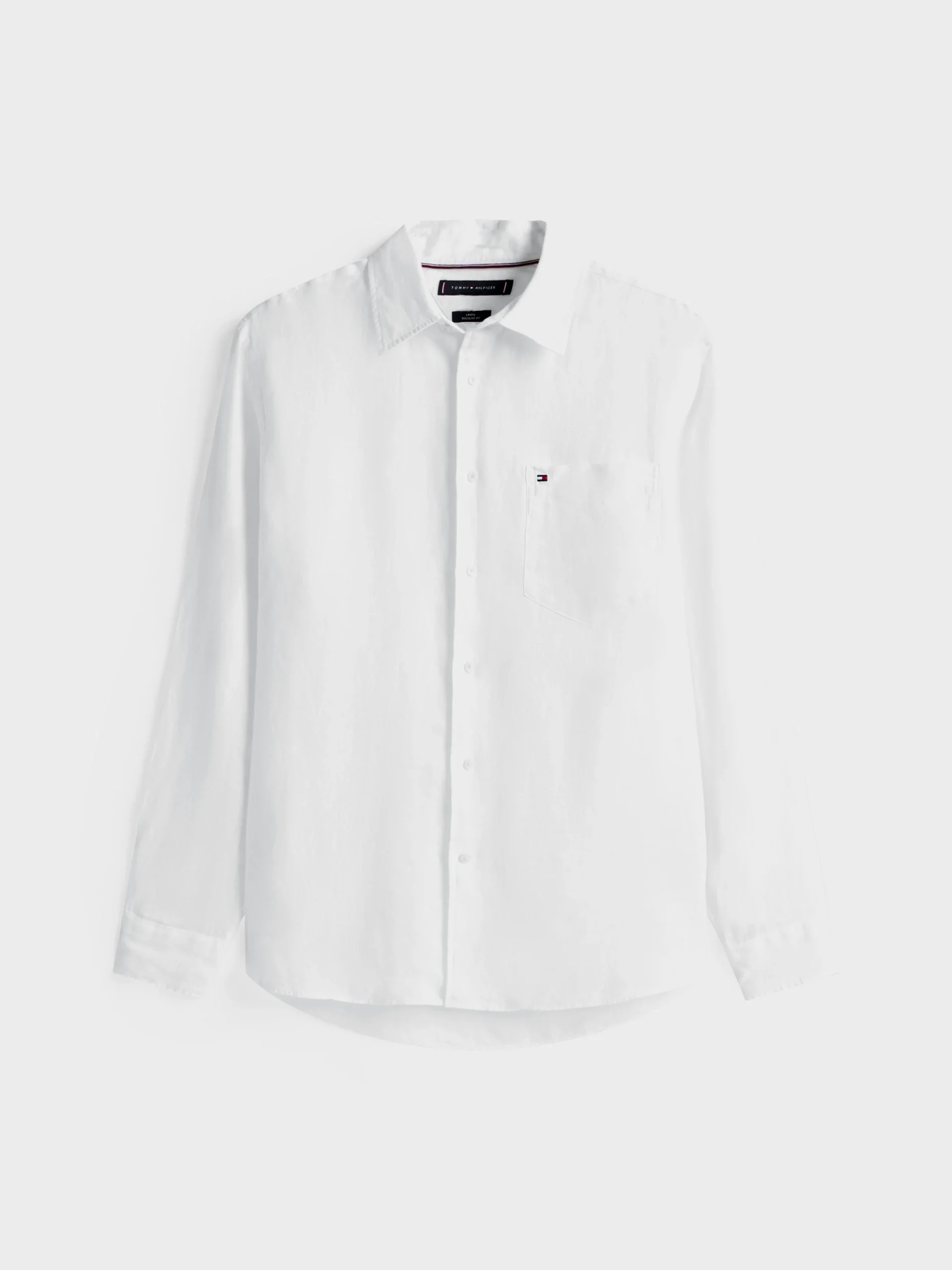 a9b8ddf8c9c44b10a814d782b96f9a37-mw0mw39425-white-th-shirt-0 Tommy Hilfiger - Men's Classic Pure Linen Regular Fit Shirt - Image 1