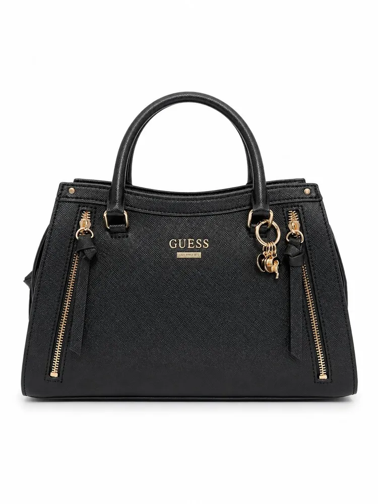 13886097225 GUESS Women Textured Structured Zip Detail Satchel Bag - Image 1